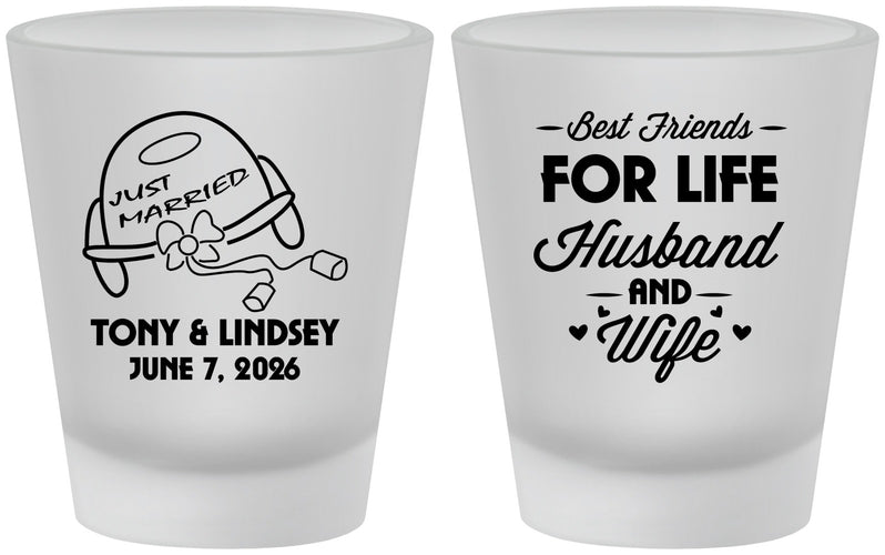 Custom Wedding Frosted Shot Glasses - Best Friends For Life | 256