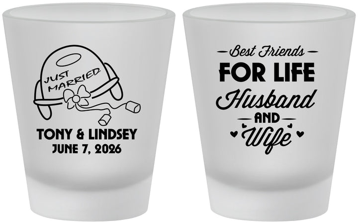 Custom Wedding Frosted Shot Glasses - Best Friends For Life | 256