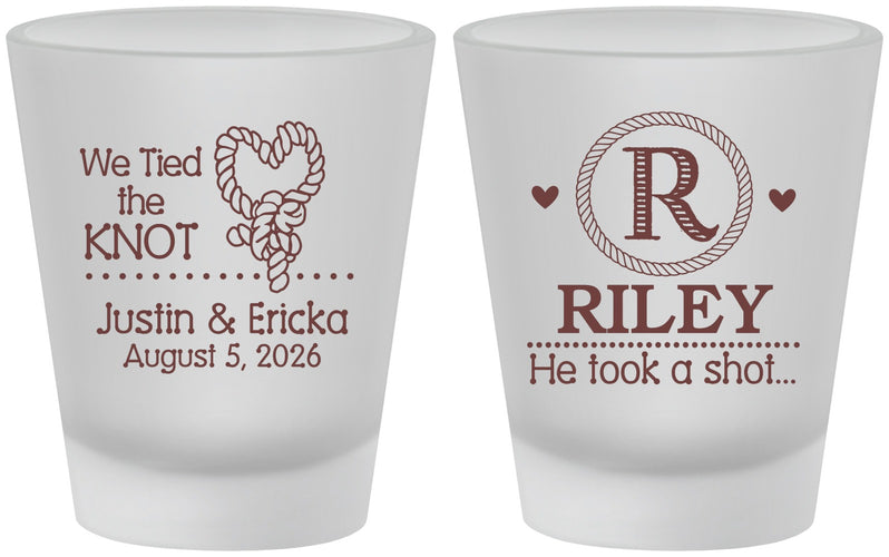 Custom Wedding Frosted Shot Glasses - We Tied The Knot | 260
