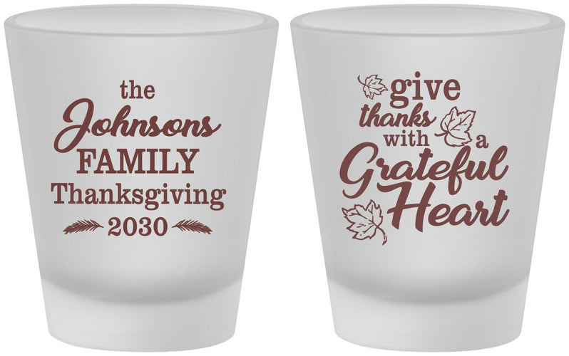 Custom Thanksgiving Frosted Shot Glasses - Grateful | 260006