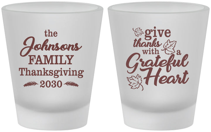 Custom Thanksgiving Frosted Shot Glasses - Grateful | 260006