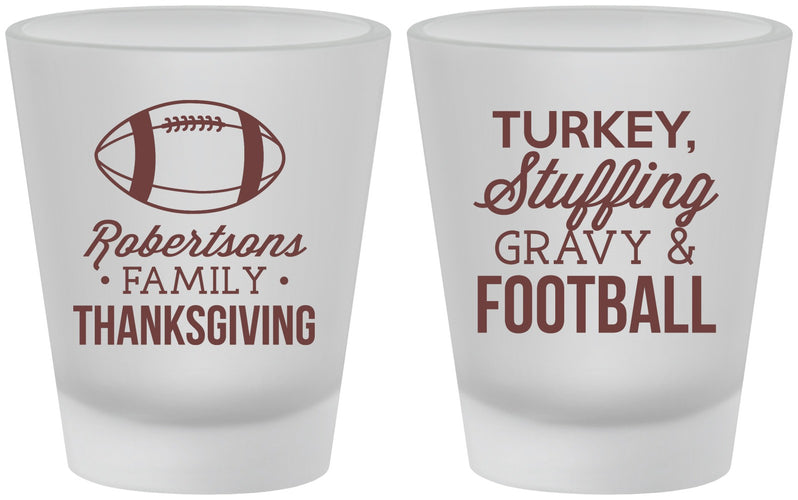 Custom Thanksgiving Frosted Shot Glasses - Football Turkey | 260010