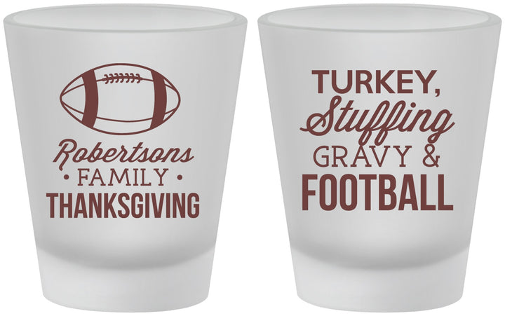 Custom Thanksgiving Frosted Shot Glasses - Football Turkey | 260010