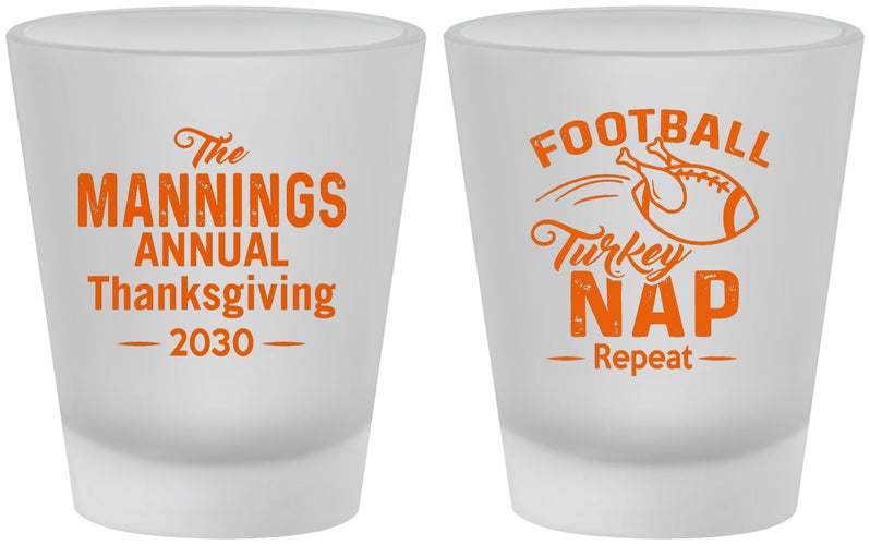 Custom Thanksgiving Frosted Shot Glasses - Football Turkey | 260012