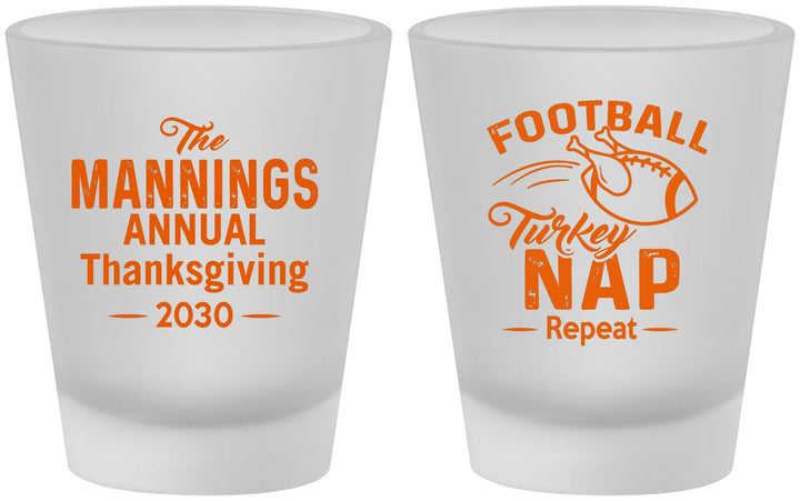 Custom Thanksgiving Frosted Shot Glasses - Football Turkey | 260012