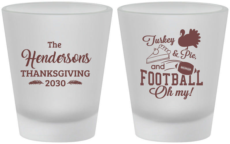 Custom Thanksgiving Frosted Shot Glasses - Football Turkey | 260014