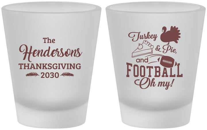 Custom Thanksgiving Frosted Shot Glasses - Football Turkey | 260014