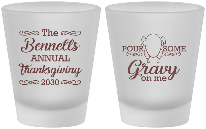Custom Thanksgiving Frosted Shot Glasses - Turkey Gravy | 260015