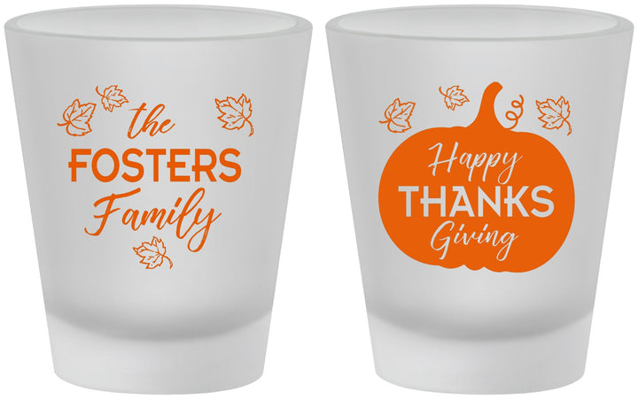 Custom Thanksgiving Frosted Shot Glasses - Pumpkin | 260016