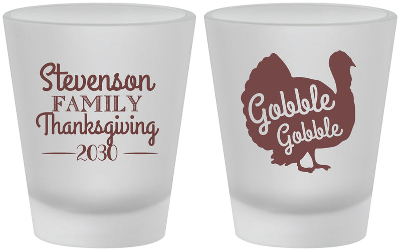 Custom Thanksgiving Frosted Shot Glasses - Gobble Turkey | 260018