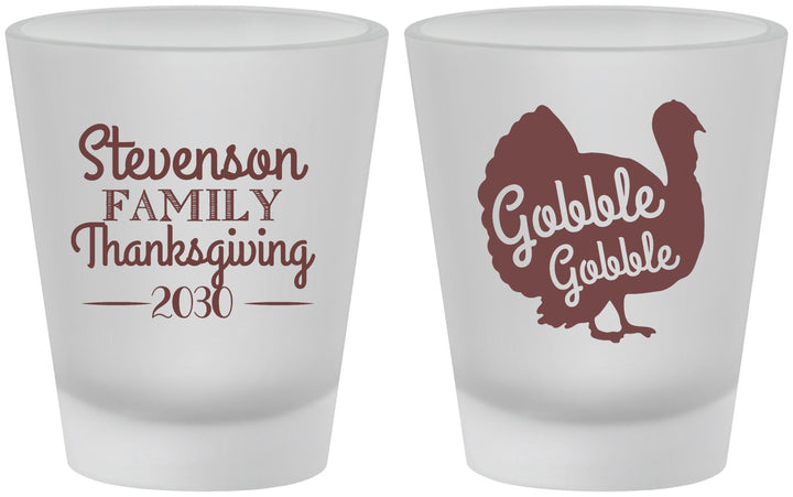 Custom Thanksgiving Frosted Shot Glasses - Gobble Turkey | 260018