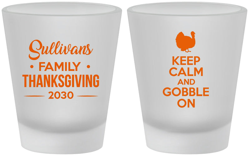 Custom Thanksgiving Frosted Shot Glasses - Gobble Turkey | 260024