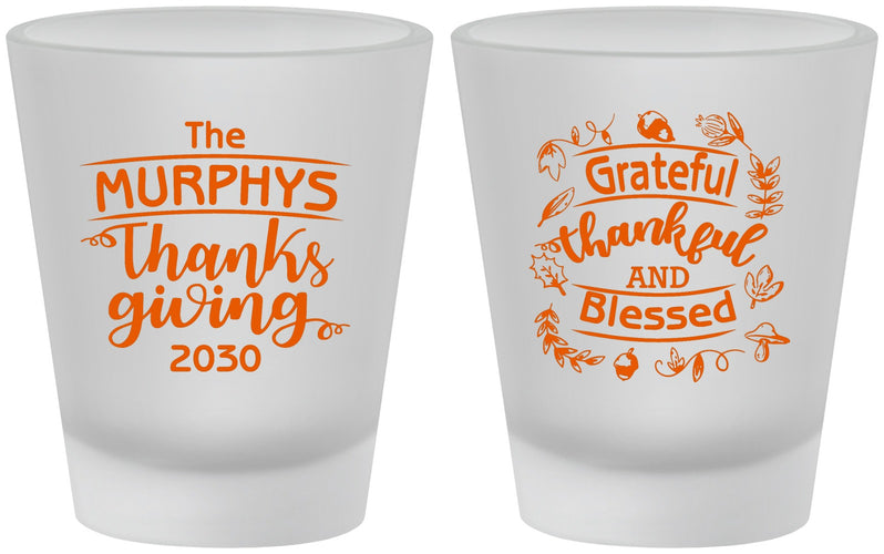 Custom Thanksgiving Frosted Shot Glasses - Grateful Blessed | 260028