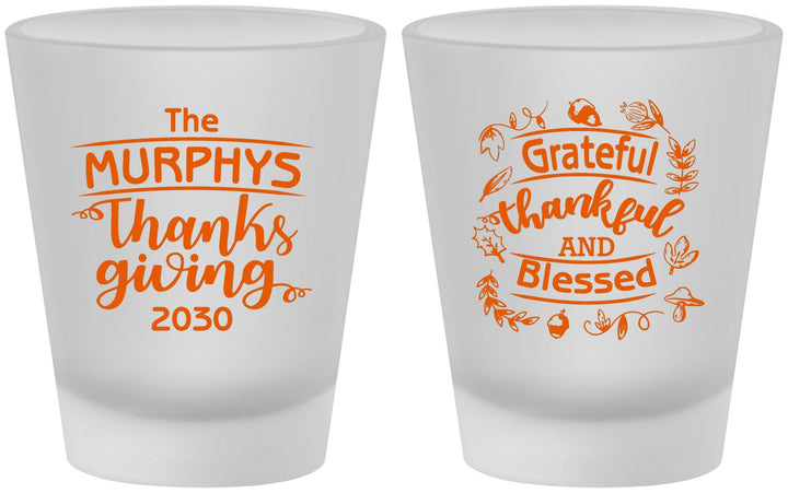 Custom Thanksgiving Frosted Shot Glasses - Grateful Blessed | 260028