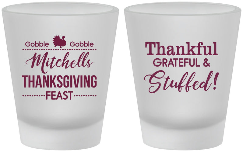 Custom Thanksgiving Frosted Shot Glasses - Thankful Stuffed | 260029
