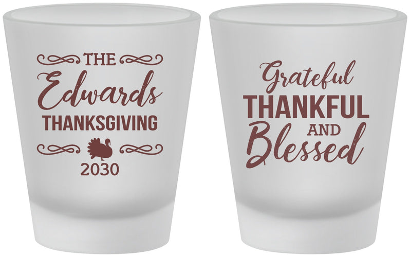 Custom Thanksgiving Frosted Shot Glasses - Grateful Blessed | 260030