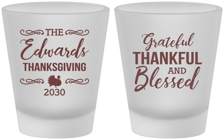 Custom Thanksgiving Frosted Shot Glasses - Grateful Blessed | 260030