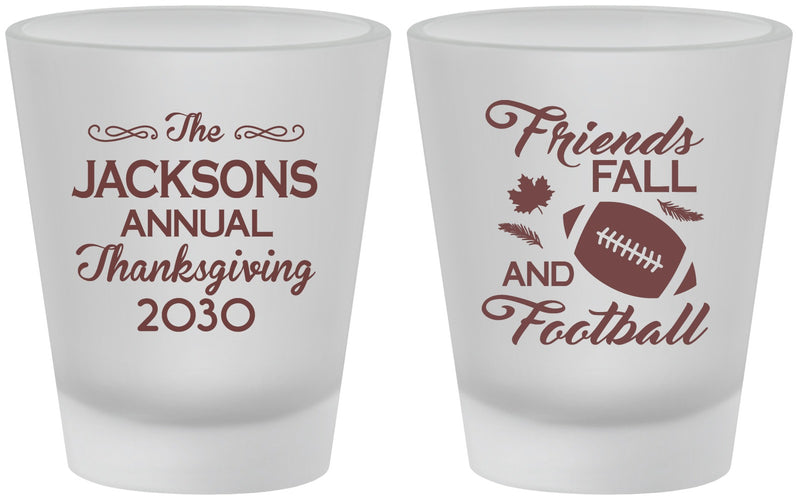 Custom Thanksgiving Frosted Shot Glasses - Football | 260031