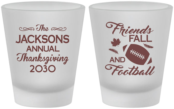 Custom Thanksgiving Frosted Shot Glasses - Football | 260031