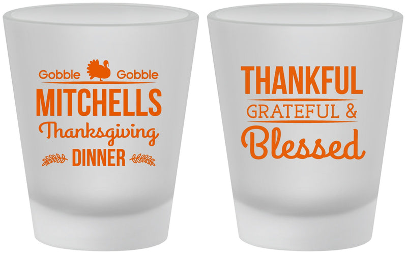 Custom Thanksgiving Frosted Shot Glasses - Thankful Blessed | 260032