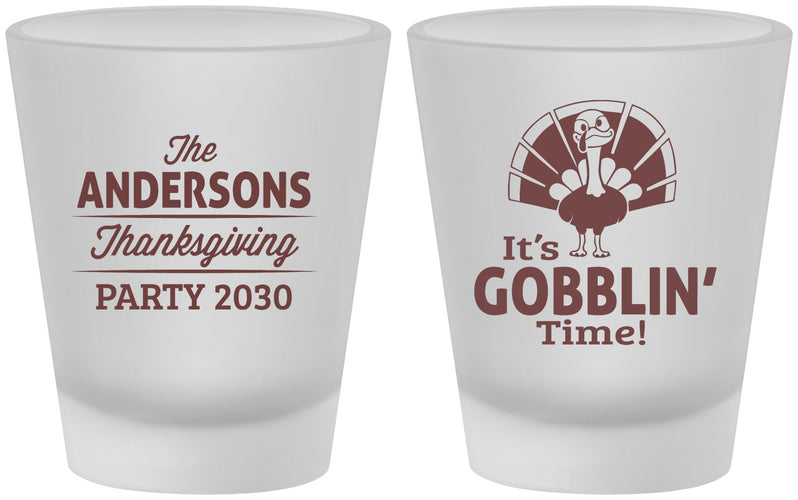 Custom Thanksgiving Frosted Shot Glasses - Turkey Gobblin | 260035