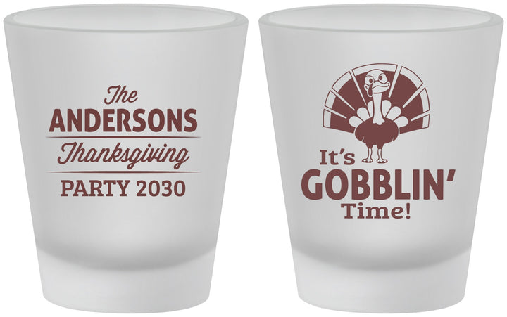 Custom Thanksgiving Frosted Shot Glasses - Turkey Gobblin | 260035