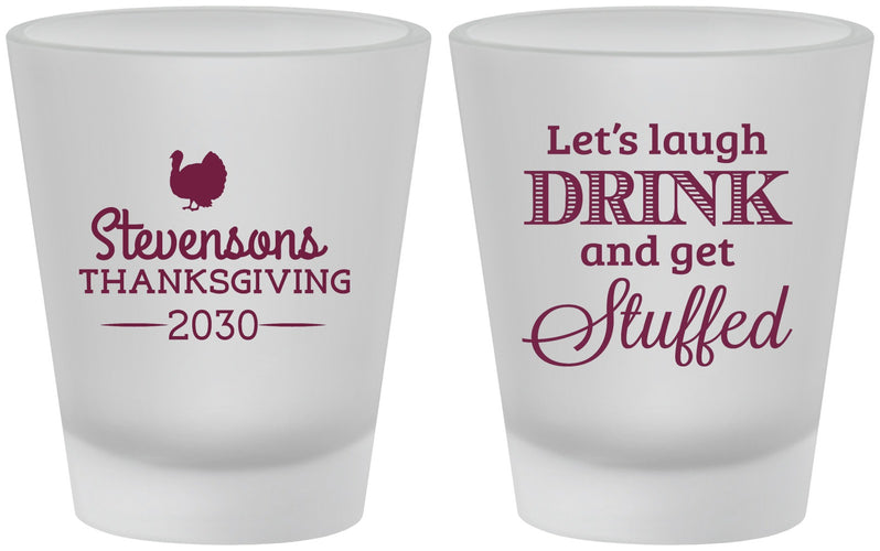 Custom Thanksgiving Frosted Shot Glasses - Turkey Stuffed | 260037