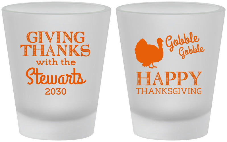 Custom Thanksgiving Frosted Shot Glasses - Gobble Gobble | 260040