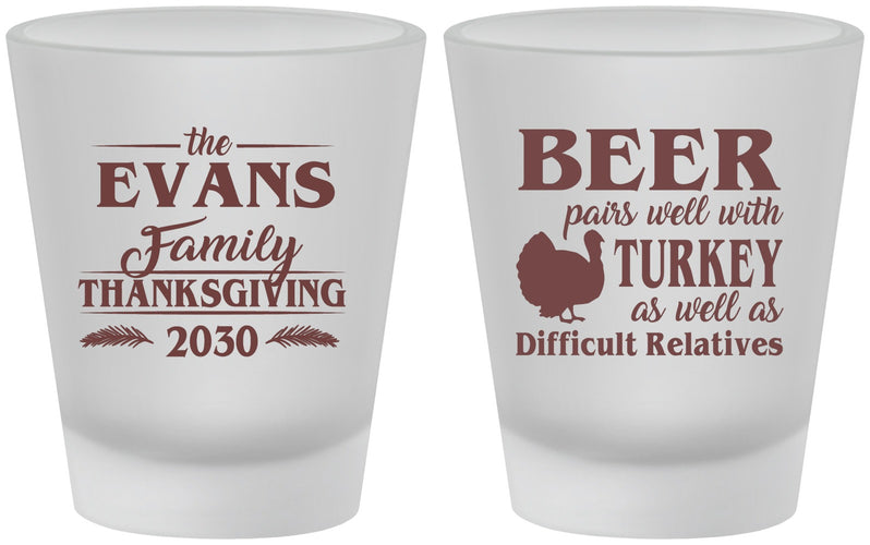 Custom Thanksgiving Frosted Shot Glasses - Turkey | 260042