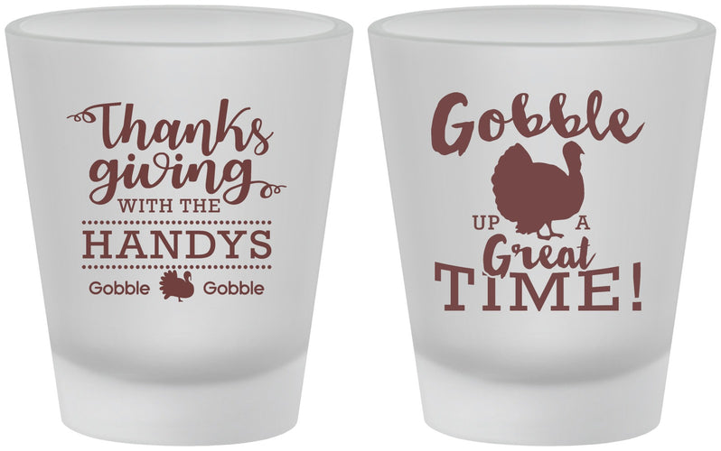 Custom Thanksgiving Frosted Shot Glasses - Turkey Gobble | 260043