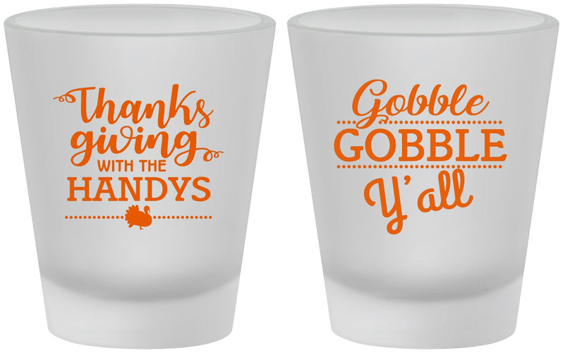 Custom Thanksgiving Frosted Shot Glasses - Gobble Gobble | 260044