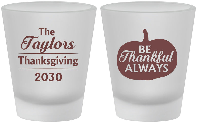 Custom Thanksgiving Frosted Shot Glasses - Pumpkin Thankful | 260047