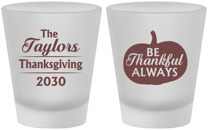 Custom Thanksgiving Frosted Shot Glasses - Pumpkin Thankful | 260047