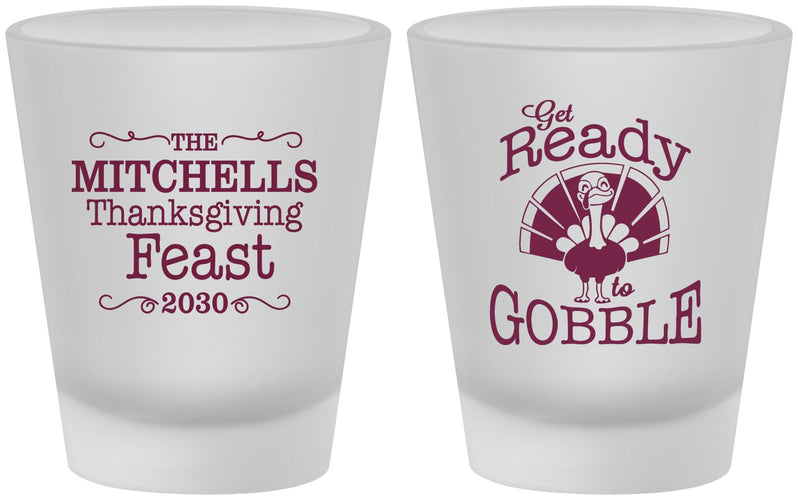 Custom Thanksgiving Frosted Shot Glasses - Turkey Gobble | 260049