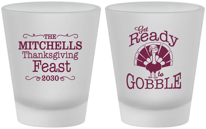 Custom Thanksgiving Frosted Shot Glasses - Turkey Gobble | 260049