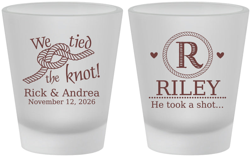Custom Wedding Frosted Shot Glasses - We Tied The Knot | 263