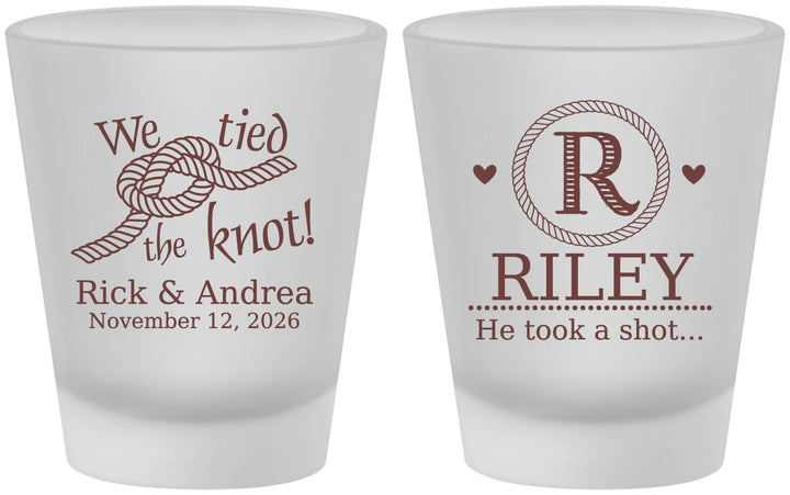 Custom Wedding Frosted Shot Glasses - We Tied The Knot | 263