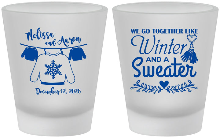 Custom Wedding Frosted Shot Glasses - Christmas Sweater | 265