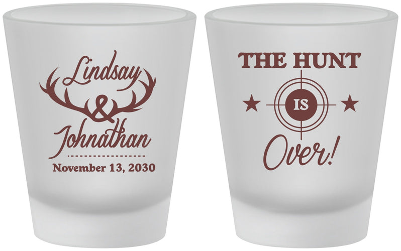Custom Wedding Frosted Shot Glasses - The Hunt Is Over | 266