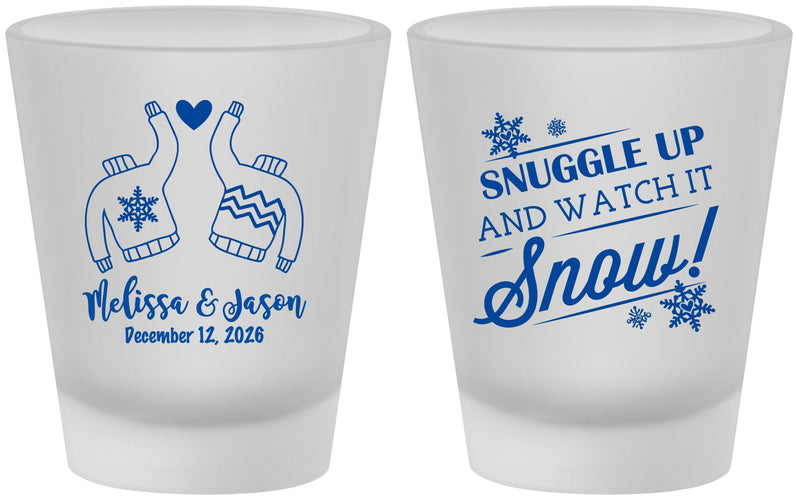 Custom Wedding Frosted Shot Glasses - Christmas Snow | 268