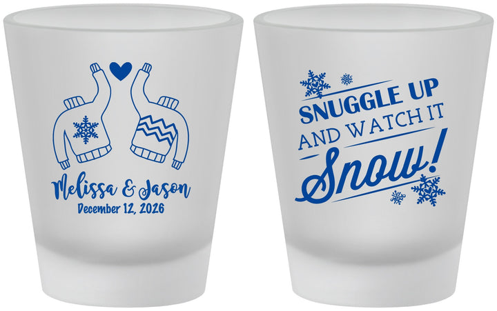 Custom Wedding Frosted Shot Glasses - Christmas Snow | 268