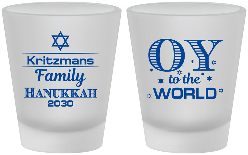 Custom Hanukkah Frosted Shot Glasses - Oy To The World | 270000
