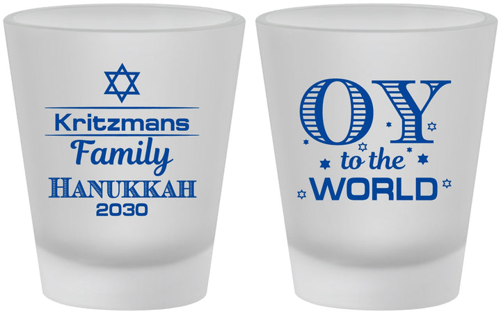 Custom Hanukkah Frosted Shot Glasses - Oy To The World | 270000
