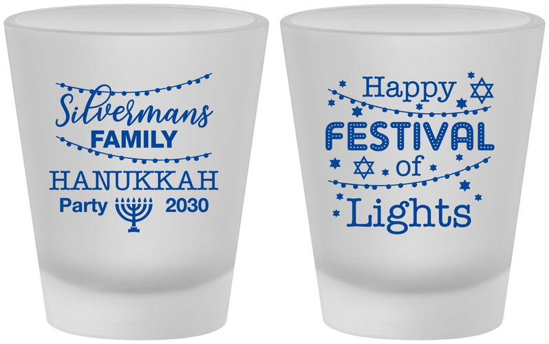 Custom Hanukkah Frosted Shot Glasses - Festival Of Lights | 270006