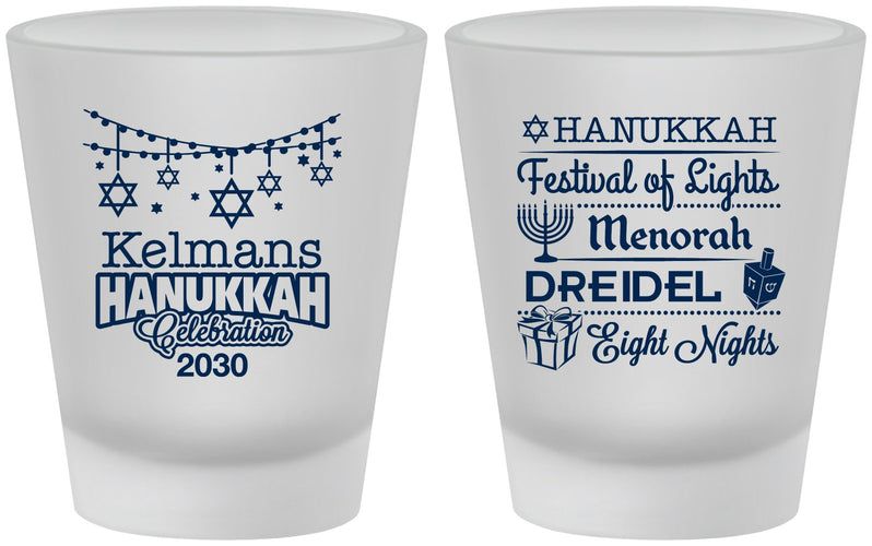 Custom Hanukkah Frosted Shot Glasses - Festival Of Lights | 270007