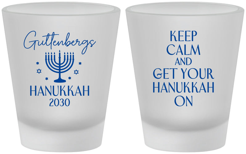 Custom Hanukkah Frosted Shot Glasses - Menorah | 270008