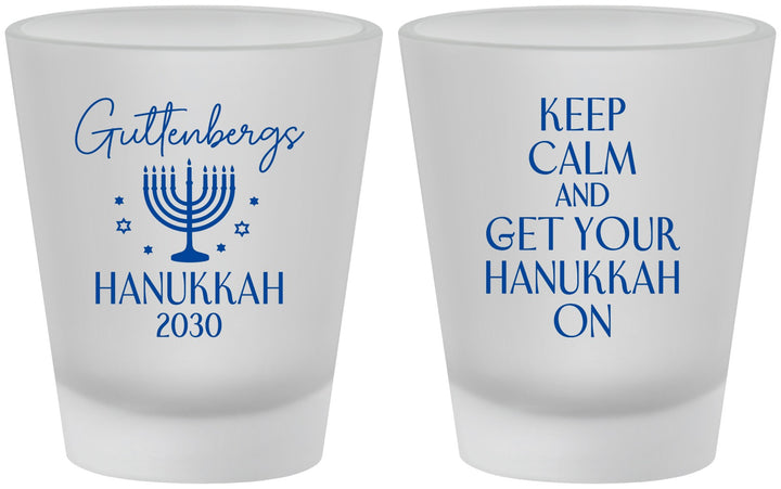 Custom Hanukkah Frosted Shot Glasses - Menorah | 270008