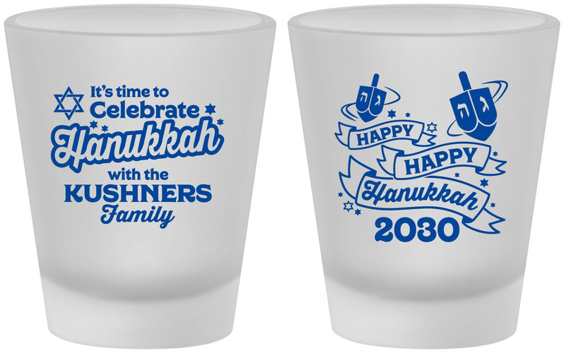 Custom Hanukkah Frosted Shot Glasses - Dreidel | 270012