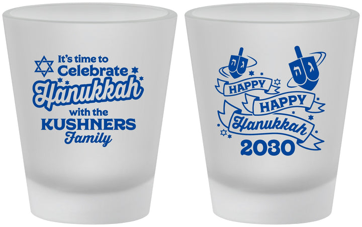 Custom Hanukkah Frosted Shot Glasses - Dreidel | 270012