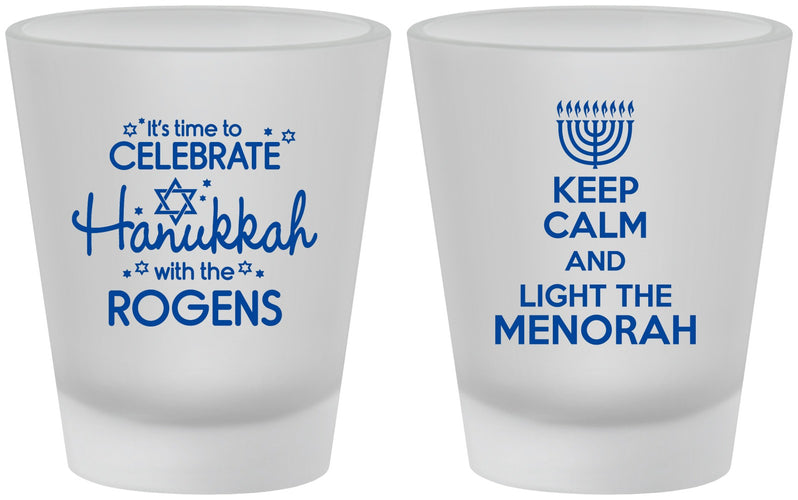 Custom Hanukkah Frosted Shot Glasses - Menorah | 270013